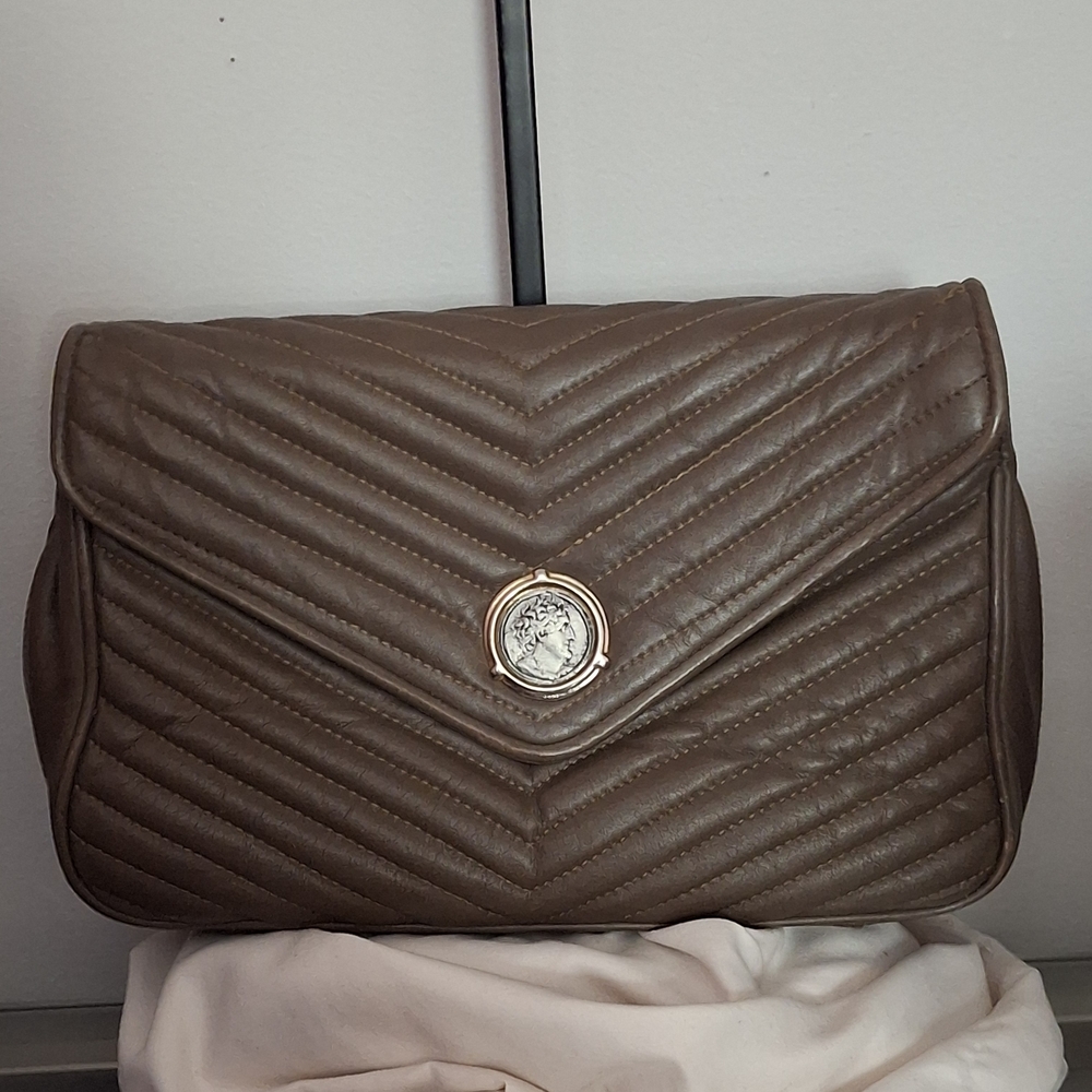 Vintage Fellini Brown Quilted Clutch
